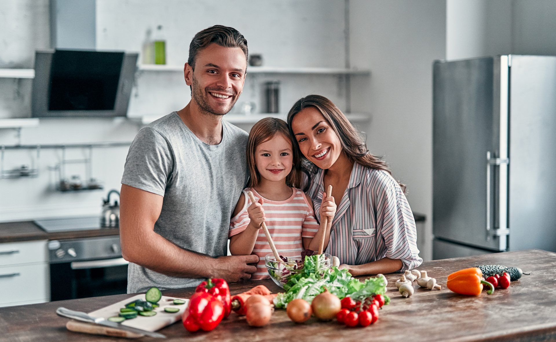 Family in kitchen